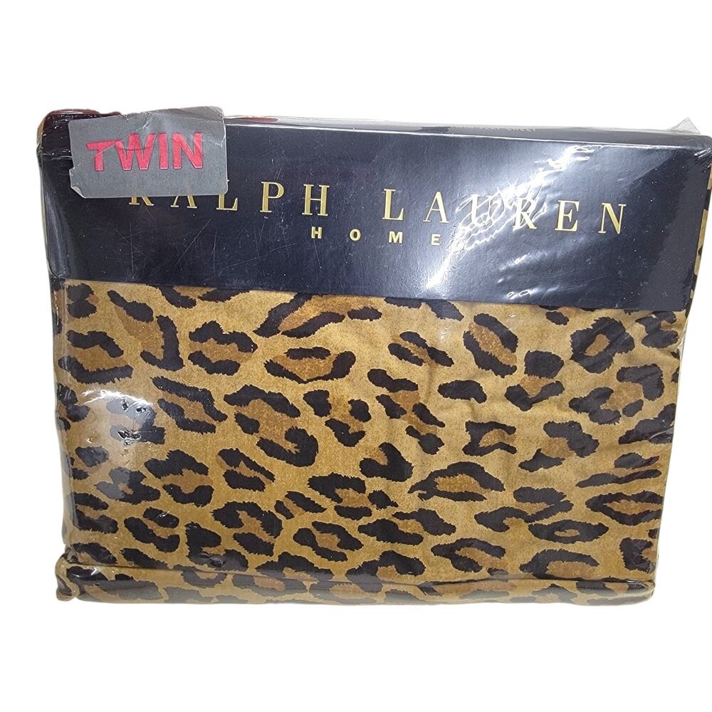 VTG Ralph Lauren Home Aragon Leopard Cheetah Twin Flat Sheet Cotton USA NIP